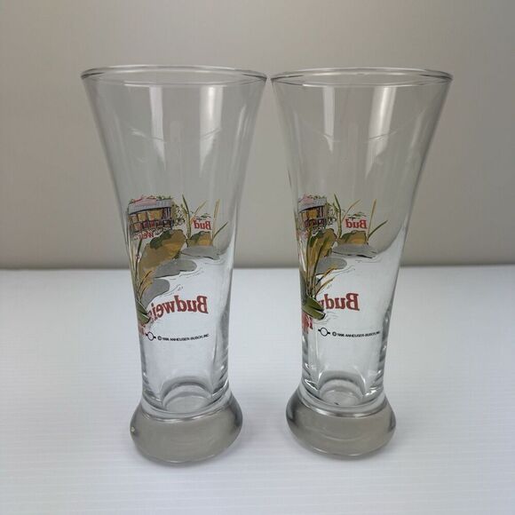 Set Vintage ‘96 Budweiser Frog Pilsner Beer Glasses "Bud Weis Er" Anheuser Busch - Picture 6 of 10